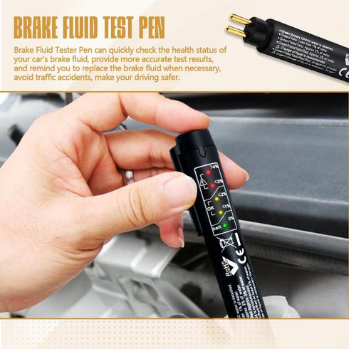 Brake Fluid Tester, Brake Fluid Test Strips, Hydraulic Fluid Liquid Oil Moisture Analyzer with 5 Led Indicators, DOT 3 DOT 4 DOT 5.1 Brake Fluid L...