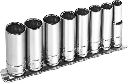 1/4 Inch Drive 12-Point Metric Socket Set, 8-Piece Deep Well Socket Set, CR-V Steel Tool Set, Sizes(6mm, 7mm, 8mm, 9mm, 10mm, 11mm, 12mm, 13mm)...