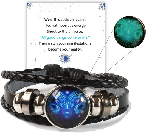 ZMANYIJEW Zodiac Soul Bracelet for Women Handmade Adjustable Twelve Constellations Leather Bracelet Series Manifestation Bracelet for Women and Me...