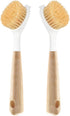 Kitchen Dish Brush Bamboo Handle Dish Scrubber Built-in Scraper, Scrub Brush for Pans, Pots, Kitchen Sink Cleaning, Dishwashing and Cleaning Brush...