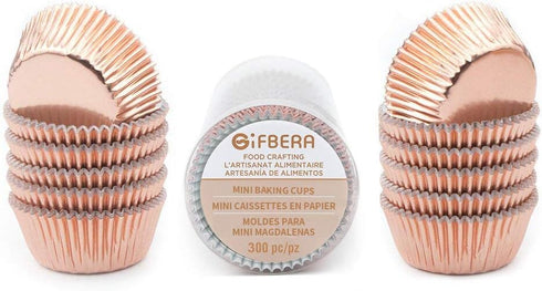 Gifbera Mini Rose Gold Foil Cupcake Liners Metallic Baking Cups, 300-Count...