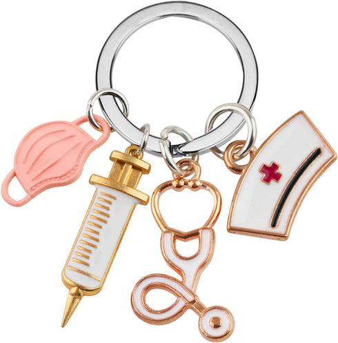 Nurse Keychain,Nursing Graduation Gift for Nurses Women,Mask Medical Tool Injection Syringe Stethoscope Nurse Cap Assistant...