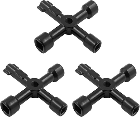 3Pcs 4-Way Multi-Functional Utilities Key Electric Cabinet Keys Triangle Square Wrench for Elevator, Water Meter Valve, Train Electrical Control C...