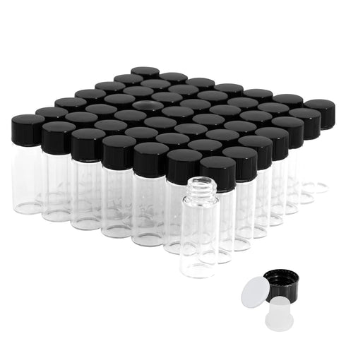 4ml Clear Glass Vials with Screw Caps and Plastic Stoppers, 1 Dram Small Liquid Sample Vial, Leak-Proof Vial, 50PCS...