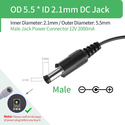 Security-01 AC to DC 12V 2A Power Supply Adapter,compatible with Security Camera/DVR/NVR/Led Strip Lights,UL Listed...
