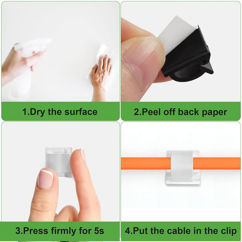 50 Pcs Cable Management Under Desk, Xuuza Adhesive Cable Clips Cord Keeper Organizers for Phone Chargers, Computer Mouse Cables, Lightning Chargin...