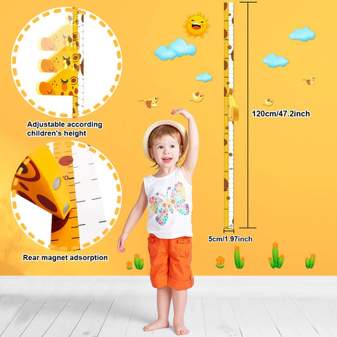 Baby Height Growth Chart Ruler for Kids Room Decor,3D Movable Giraffe Height Ruler Nursery Animal Wall Decals...