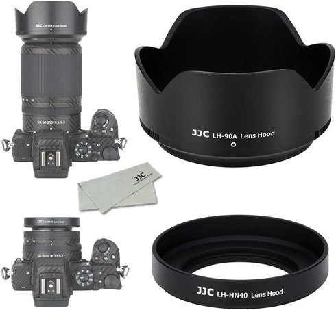 (1+1) Screw on + Bayonet Lens Hood Shade for Nikon Z30 Z50 Z fc Dual Lens Kit (Nikkor Z DX 16-50mm & 50-250mm) Replaces HN-40 and HB-90A Lens Hood...