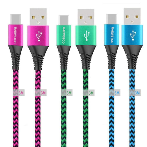 3Pack 9Ft/6Ft/4Ft/3Ft/1Ft/ Nylon Braided Fast Charging Cable Aluminum Housing Compatible with Galaxy S10 S9 Note 9 8 S8 Plus,LG V30 V20 G6,P30/P20...