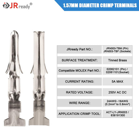 JRready ST6408 Standard .062" 4-Circuits Connectors,3.68mm Pitch Pin and Socket Connector 18-24 AWG, Compatible with Molex Standard .062" 4 Pins M...