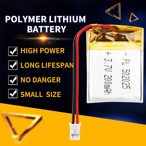 3.7V 200mAh 502025 Lipo Battery Rechargeable Lithium Polymer ion Battery Pack with PH2.0mm JST Connector…...