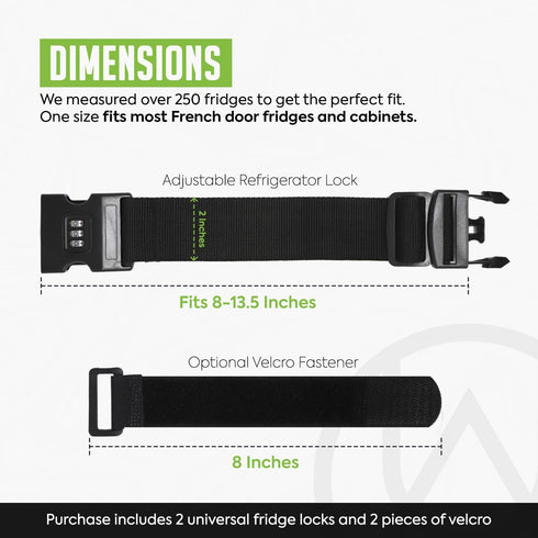 Urban August Child-Proof Refrigerator Lock with Combination - Original French Door Fridge Strap Lock for Kids, & Toddlers - Secure, Adjustable, & ...