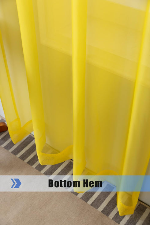 WPM Yellow Color Sheer Curtains 58" Wide x 84" Long 2 Panels Livingroom Window Treatment Rod Pocket Sheer Voile for Bedroom, Kitchen, Children Roo...