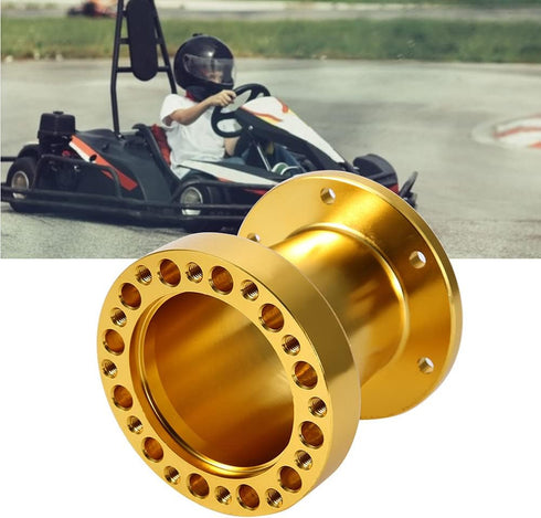 Steering Wheel Hub Adapter?2 Colors 3inch 50mm Universal Car Steering Wheel Hub Aluminum Spacer Steering Wheel Hub Adapter Kit(Gold)...