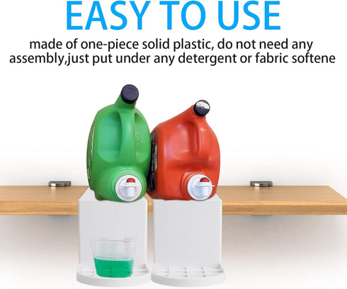 Laundry Detergent Holder 2 Pack - Detergent Cup Holder Tidy Soap Tray Dispenser Organizer Drip Fit Catcher for Fabric Softener Liquid Spigot Conta...