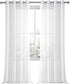 DWCN White Sheer Curtains, Faux Linen Look Grommet Window Semi Sheer Curtains Drapes for Bedroom Living Room Set of 2 Panels, 52 x 90 Inch Long...