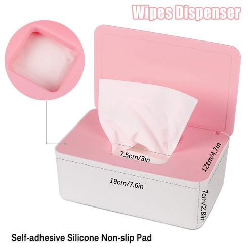 NOVWANG Wipes Dispenser, Baby Wipe Holder, Keeps Wipes Fresh, Refillable Wipe Container Baby Wipes Case for Bathroom Wipes Pouch Case, Pink...