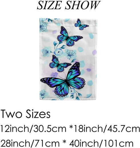 Blue Flowers and Butterflies Garden Flag Welcome Home Flag Vertical Double Sided Seasonal Polyester Flag for Home Lawn Indoor Farmhouse Patio Yard...