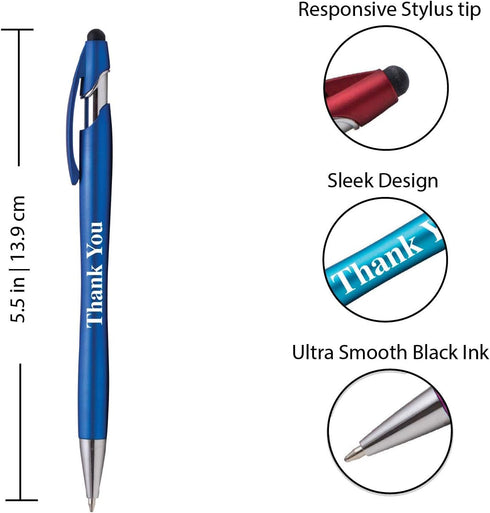 "Thank You" Gift Stylus Pens For All TouchScreen Devices - 2 in 1 Combo Pen for Events, Parties, Employee Appreciation & More (25 Pack)......