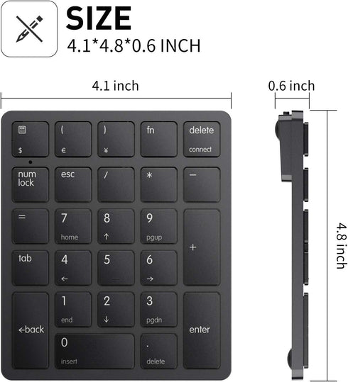 havit Bluetooth Number Pad Wireless Numeric Keypad Numpad 26 Keys Portable Mini Financial Accounting Rechargeable Numeric Pad for Laptop Desktop, ...
