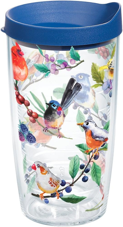 Tervis Watercolor Songbirds Made in USA Double Walled Insulated Tumbler Cup Keeps Drinks Cold & Hot, 16oz, Clear...