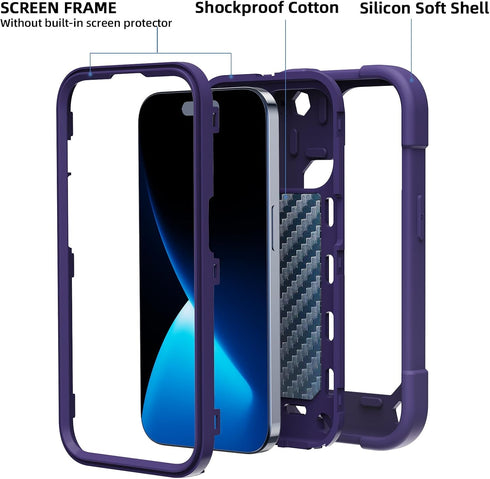 Compatible with iPhone 15 Pro max Case 6.7" - Heavy-Duty Shockproof Military-Grade Rugged Cover with Ring Stand, Glass Screen Protector & Camera L...