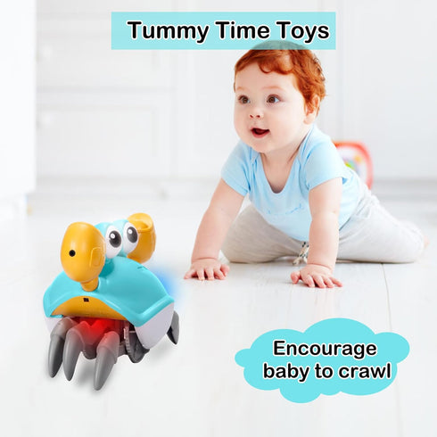 Crawling Crab Baby Toy Gifts Infant Tummy Time Toys Build in Rechargeable Battery,Baby Toys with Music and LED Light for 0-6 6-12 1-3 4+ Year Old ...