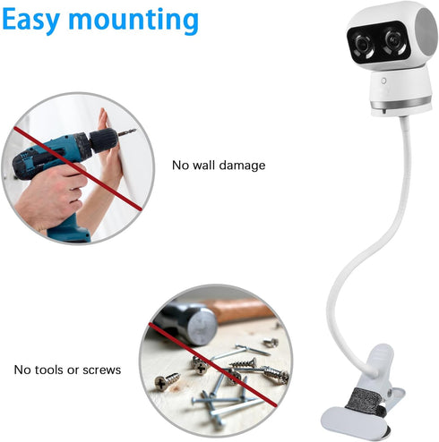 Flexible Twist Clamp Mount Compatible with Eufy Security Indoor Cam S350 Camera, Flexible Twist Gooseneck Mounting Bracket No Tools or Wall Damage...
