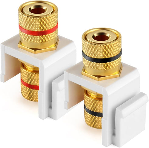 TNP Banana Jack Keystone Insert (Set of 4) - Stereo Speaker Banana Connector Binding Post Snap in Adapter Socket Female Port Inline Coupler for Wa...