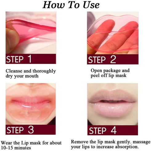 Lip Mask, 30PCS Collagen Crystal Pink Lip Care Gel Pads Treatment, Moisturizing Anti-Wrinkle Anti-Aging Firm Hydrate Lips, Remove Dead Skin Moistu...