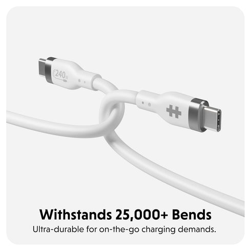 HyperJuice 240W Silicone USB C to USB C Cable (3ft/1m) for All Devices. Durable 240W USB-C Charge Cable. Portable, Tangle-Free Design, Over-Temper...