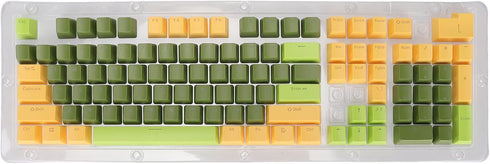 107 Keys Keycaps, Three Color Translucent Characters Arc Layout Mechanical Keyboard Ergonomic Keycaps,for 61/87/104/84/64/98/96 Key Keyboards(dark...