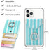 Cell Phone Card Holder RFID Ring Stand Stick on Wallet Card Holder for Back of Phone for iPhone Android and All Smartphones Green Striped...