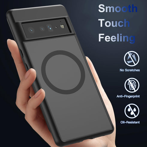 Magnetic Case for Google Pixel 6 Pro 5G, Compatible with Mag Safe Wireless Charger, Translucent Frosted Matte Back Slim Fit Shockproof Case for Pi...