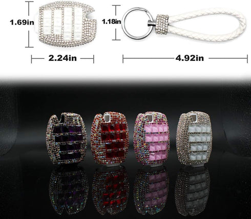 PGONE Car Key Fob Key Cover Key Chain Lady key ring with Bling Diamond crystals For Mercedes-Benz C E Class 2/3-button...