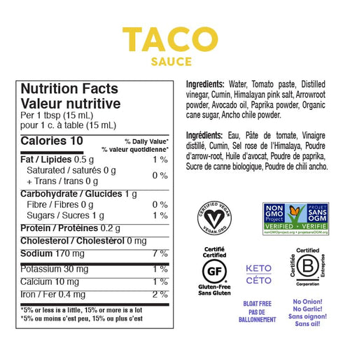 Fody Foods Vegan Taco Sauce Marinade, Avocado Oil & Red Sauce, Low Fodmap Certified, Sensitive Recipe, No MSG, Gut & IBS & Keto Friendly, 8.5 Ounc...