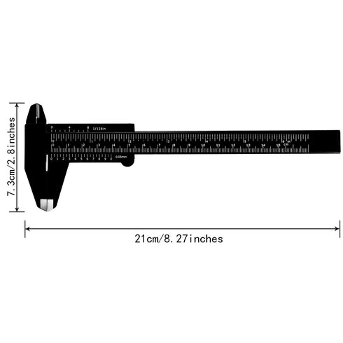 Honoson 10 Pieces 150 mm Mini Plastic Caliper Vernier Caliper Double Scale Sliding Gauge Measuring Tool for Student Office, 0-6 Inch, Black...