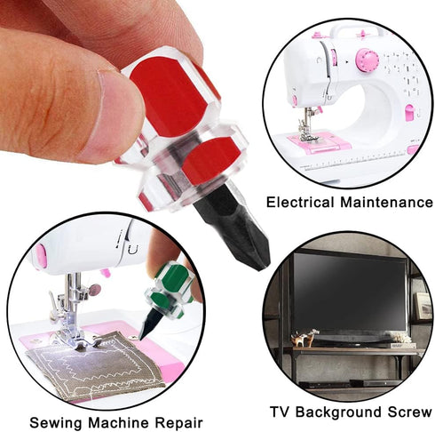 6PCS Mini Stubby Screwdriver Sewing Machine Screwdriver Set, Small Flat Head Screwdriver Short Phillips Screwdriver 2-in-1 Cross-Head Flathead Int...