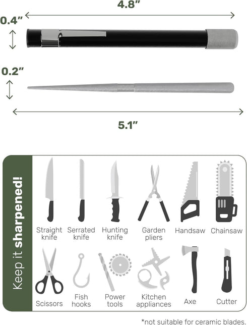 Wamery Serrated Knife Sharpener with Retractable Diamond Sharpening Rod. Repairs, Restores, Polishes Serrated or Straight Blade. Pocket Knife Shar...