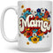 Floral Retro Mama Coffee Mug, Mom Birthday Cup, Mother's Day Gift (15oz)...