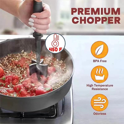 Meat Chopper, Hamburger Chopper, Beef Grinder-Professional Potato -Mashers Multifuctional Heat Resistant Nylon Knife For non-stick cookware Kitche...