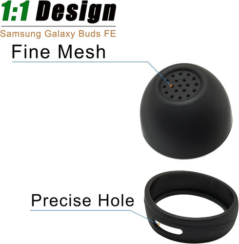 Silicone Ear Tip for Samsung Galaxy Buds FE Ear Wing Tips Fit in The Case for Galaxy Buds FE Earbuds Accessories Earbuds Tips, Black...