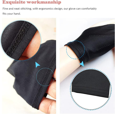 Drawing Glove, 3-Layer Palm Rejection Digital Art Glove for Graphic Tablet, Artist Gloves with Two Fingers for iPad, Paper Sketching, Smudge Guard...