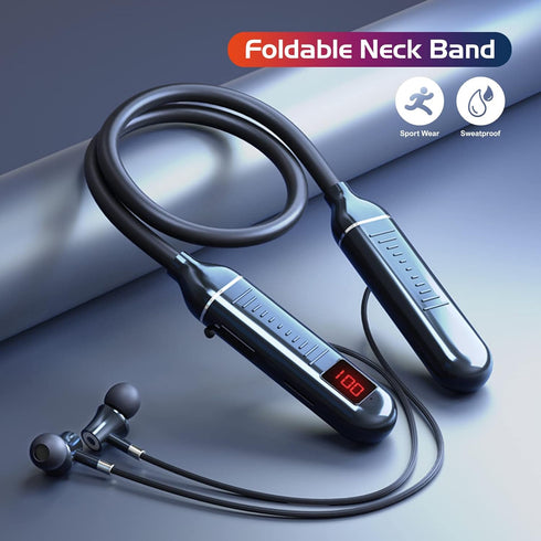 100 Hours Playtime Neckband Bluetooth Headphones with Digital Display, in Ear Wireless Earphones with Microphone, Game Mode, USB-C Fast Charging, ...