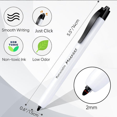 Retractable Markers, Art Marker Set, 16pcs Fine Point Clickable Pens ?Low Odor Marker - School Supplies, Smooth Writing Smudge Markers for Office ...