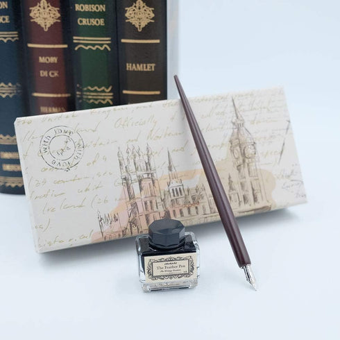 hhhouu Calligraphy Set for Beginners Quill Pen and Ink Set Fancy Pens with Black Ink and 11 Nibs for Lettering,Drawing, Journaling, Signing, Invit...
