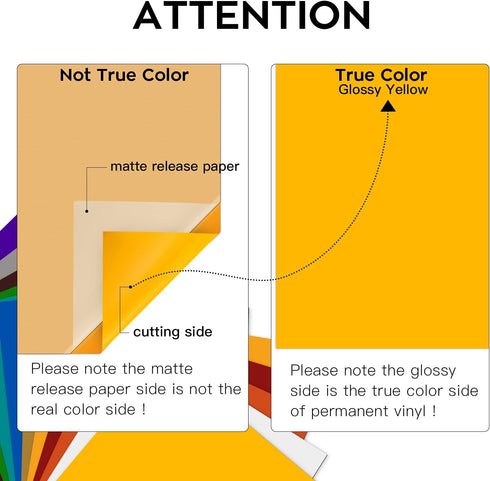 HTVRONT Yellow Permanent Vinyl - 12 Pack for Cutting Machine - 10 Sheets 12" x 12"& 2 Transfer Tape Sheets - Glossy...