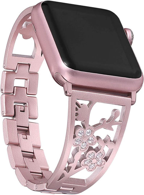 Bling Bracelets Compatible with Apple Watch Band 46mm/45mm/44mm/42mm iwatch Bands Series 10/9/8/7/6/5/4/3/2/1/SE, Women Stainless Steel Dressy Jew...