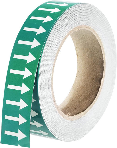 PATIKIL White on Green Color Arrow Tape Vinyl Stickers Arrow Labels 30mm/1.2" for Pipe Markers, 1 Roll...
