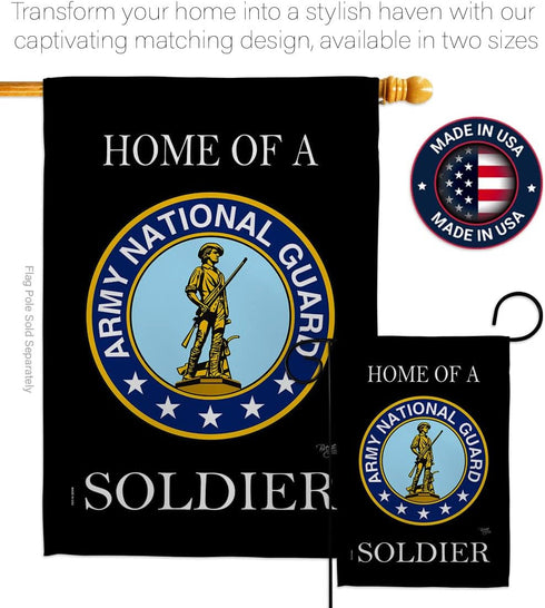 Breeze Decor Home of National Guard Soldier Flag Armed Forces ANG United State American Military Veteran Retire Official House Decoration Banner S...